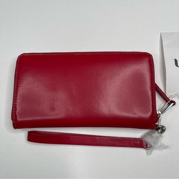 Jennifer Moore Wristlet Clutch Bag Wallet Purse Berry Red Vegan Leather New - Picture 4 of 12